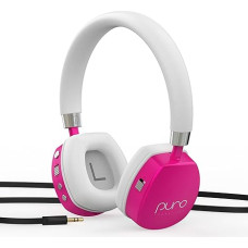 Puro Sound Labs PuroQuiet Plus Volume Limited On-Ear Active Noise Cancelling Bluetooth Headphones - Lightweight Headphones for Kids with Built-in Microphone - Safe Sound (Pink)