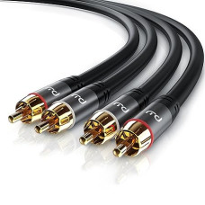 CSL - Stereo RCA Audio Cable - 3 m - 2x RCA to 2x RCA Audio Cable - AUX Inputs - Metal Plug Gold-Plated Cable Double Shielded - 2 Way RCA Cable