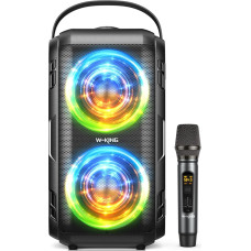 W-KING Bluetooth Speaker with Wireless Microphone, 80 W Music Box, Bluetooth Box Party Speaker, 2 Full Range Drivers/Deep Bass, Karaoke Machine, 105 dB Sound, IPX5/24H/U Disk/TF Card/AUX/EQ