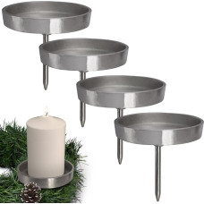 Artecsis candle holder, advent wreath tea light holder, aluminium candle plate for plug-in decoration, pack of 4