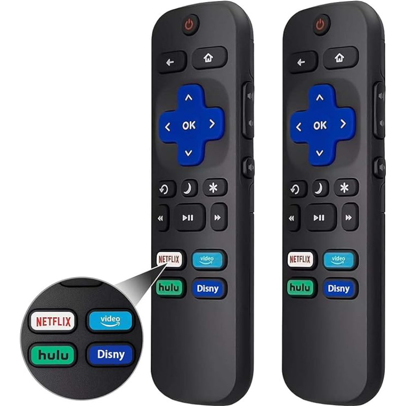 Fourmor (2-Pack) Replacement Remote Control for Roku TV Compatible with Roku Built-in TCL/LG/Hisense/Philips/Sharp/Onn/Insignia/Element TV 【Not for Roku Stick and Box】