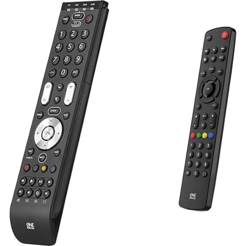 One For All Essence 4 Universal Remote Control TV - Control of 4 Devices & Contour TV Universal Remote Control TV - Smart TV - Guaranteed to Work with All Manufacturers Brands - URC1210