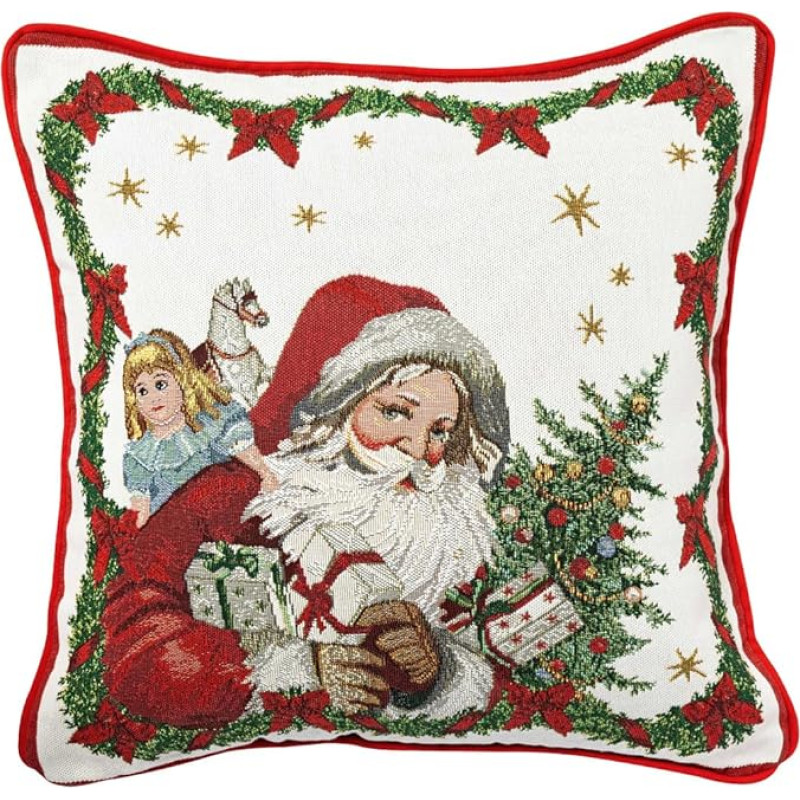 Villeroy & Boch - Tapestry Reversible Cushion, Santa Motif Cushion, Multi-Colour, 45 x 45 x 6.5 cm, Cotton, Machine Washable