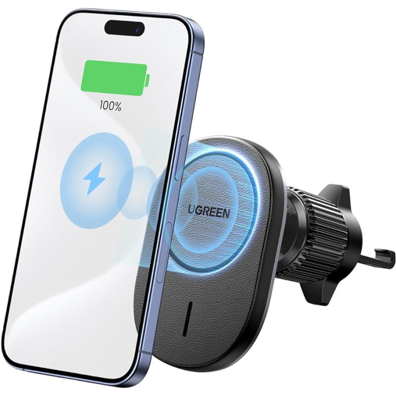 UGREEN Wireless Charger Car Mobile Phone Holder with Charging Function Magnetic Wireless Charger Compatible with iPhone 16/16 Pro/16 Pro Max/15/14/13/12 Series, Supports Standby Function