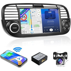 Podofo Android Car Radio for Fiat 500 2007-2015 Radio Wireless Carplay Android Car, 7 Inch Screen Car Radio with GPS Navi, WiFi, Bluetooth, RDS FM, USB, SWC, Mirror Link for Android/iOS