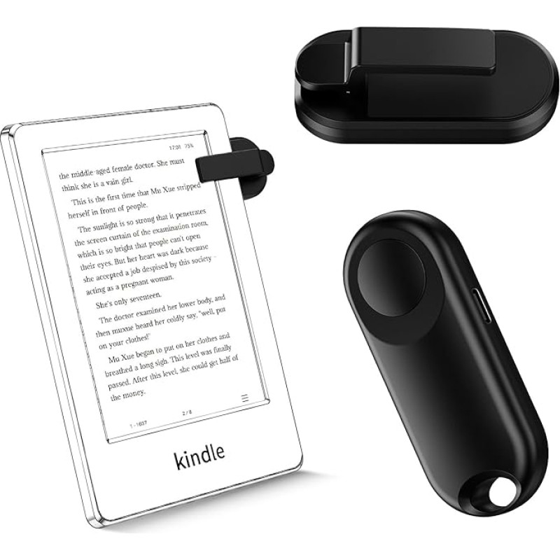 K1 RF Remote Control for Reading on Kindle, Paperwhite, Kobo, Surface, iPhone/Android Tablets, Comics/Novels (Dark Black)