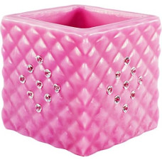 magic candle World 'Quilted, Cristal Collection Fuchsia Lamp and Candle Holder, Crystal, Fuchsia, 13 x 13 x 13 cm