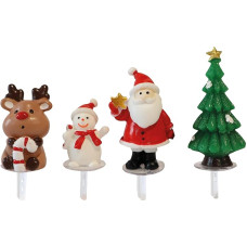 Déco Relief - 48 Weihnachts-Dekorationen – verschiedene Elche + Weihnachtsmänner + Schneemänner + Tannenbäume, Cake Toppers für Kuchen, Cupcakes – DR50357