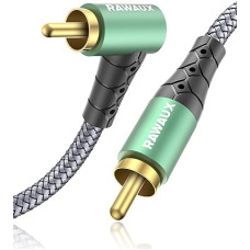 RAWAUX 90 Degree Angled RCA Audio Cable, 5 m RCA to RCA Stereo Audio Cable, Right Angle Subwoofer Cable for Amplifier, Speaker, Soundbar, Home Cinema and HiFi Systems