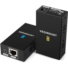 VEDINDUST HDMI Extender 1080p 60m (196ft) HDMI Over Ethernet to RJ45 Transfer to Cat5e Cat6 Cat7 HDMI RJ45 Extender Supports Full HD 3D HDCP PS4, PS5, Sky, Xbox, HDTV Reader