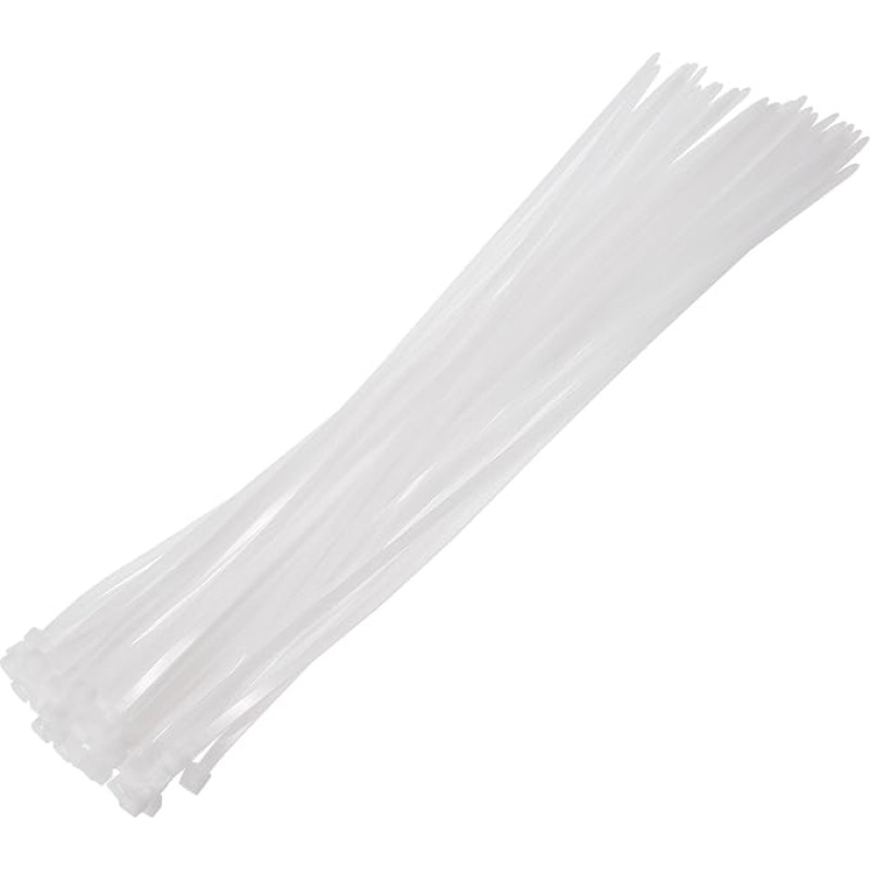 sourcing map 50 x 8mm x 600mm Long Nylon Self Locking Cable Ties for Wire Management White