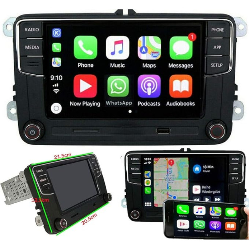 SCUMAXCON Car Radio RCD330 RCD360 Pro 6.5 Inch Radio Carplay Bluetooth RVC USB for Golf 5 6 Caddy EOS CC Polo