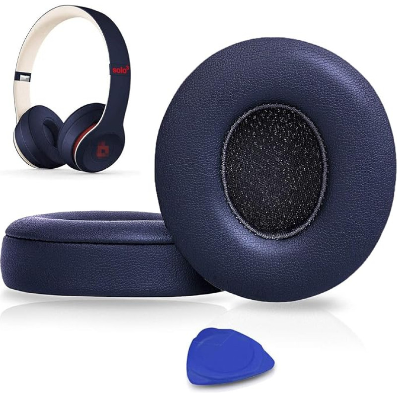 SoloWIT® Professional Replacement Ear Pads for Beats Solo 2 & Solo 3 Wireless On-Ear Headphones with Soft Protein Leather, Strong Adhesive Tape