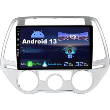 SXAUTO Android 13 IPS Car Radio Suitable for Hyundai I20 (2012-2014) - Built-in Carplay/Android Car - Reversing Camera Free - 2G + 32G - Steering Wheel Control DAB Fast-Boot WiFi DSP 4G BT - 2 DIN 9