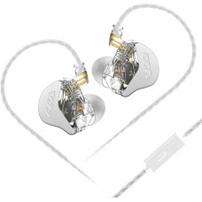 CCA CRA In-Ear Headphones, Ultra Thin Membrane Dynamic Driver, IEM, Clear Sound and Deep Bass, Wired Earbuds with Tangle-Free Detachable Cable, White with Microphone