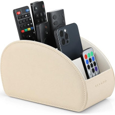 Vlando Remote Control Holder with 5 Pockets, Large Holder for TV, DVD, 4K Stick and Bluray Remote Controls, Leather Remote Control Storage for Mobile Phone