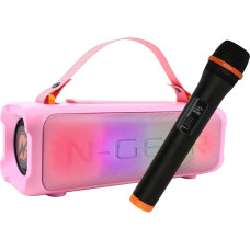 N-Gear Blazooka 703 Pink - Portable, Wireless and Small Bluetooth Speaker - Includes Wireless Microphone and Disco Light - 100 Watt Music Box and 5 Hours Playtime