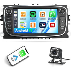 Android 13 Car Radio for Ford Focus II Mondeo 9 S-Max C-Max Kuga 2008-2011 with Mirrorlink, 7 Inch Touchscreen Radio with Bluetooth FM/RDS/HiFi WiFi/GPS + AHD Rear View Camera & Microphone