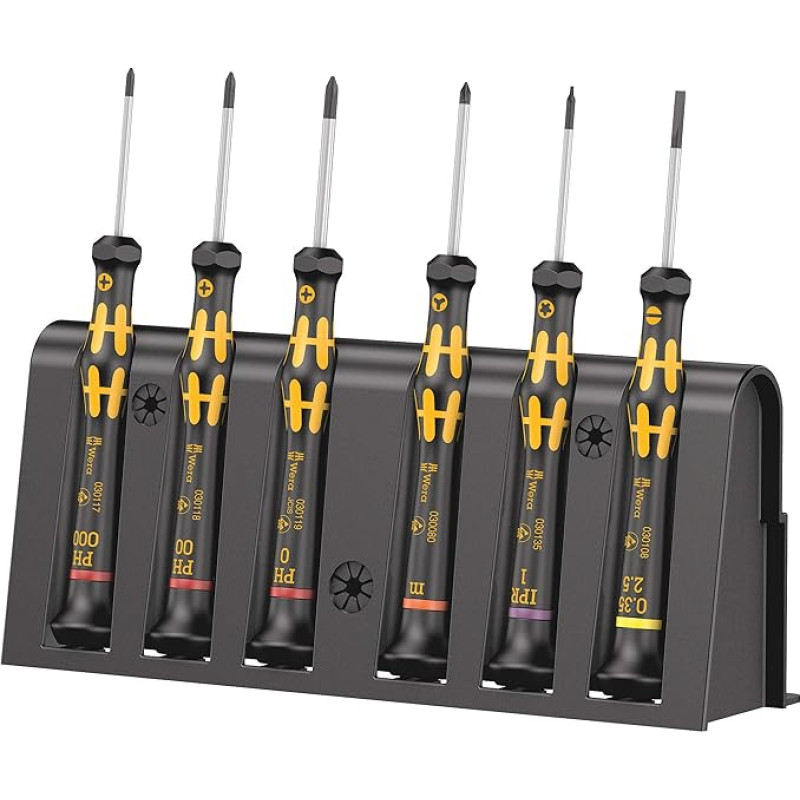 Wera 05030180001 1550 PH/SL/M Kraft Form Micro ESD Screwdriver Set for Electricians, Black/Yellow, 9-Teilig