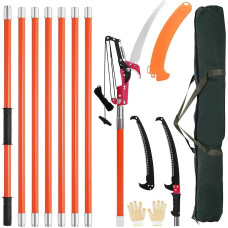 Manuelle Stangensäge, 2,2–8,2 m ausziehbare Baumschere, scharfe Stahlklinge und Schere, hohe Äste, Astschneider mit leichten 8 Fiberglasgriffen, zum Beschneiden von Palmen und Sträuchern