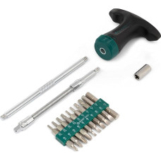 SATA ST09341SJ Ratchet Screwdriver, Ratchet Screwdriver Set with Ergonomic T-Handle, 24 Pieces