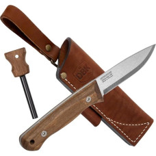 BPS Knives Bushmate 2.0 Designed by DBK - Bushcraft Knife - Fixed Carbon Steel Knife with Leather Sheath & Fire Starter - Outdoor Full-Tang Camping Knife