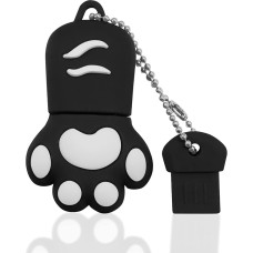 USB atmintinė 128 GB, USB atmintinė 128 GB Cat Paw Pen Drive 2.0 Memory Stick Cartoon Funny Memory Stick Cute Pendrive, skirta planšetėms, kompiuteriams, dovanoms (juoda)