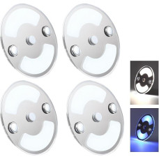 12 V LED Ceiling Light for Motorhome with Blue Light, 75 mm, Dimmable, Round Light, 235 lm, Surface Mounted Light, for Caravan, Boat, Yacht, Car, Interior Lighting, 5000 K, 4 Pieces