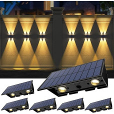 GBEAST Solar Wall Light Outdoor Pack of 6 Solar Lights for Outdoor Wall, IP54 Waterproof 2 Light Modes, Decorative Solar Fence Lights, Waterproof for Outdoor Garden, Fence Lighting, Wall