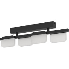 EGLO Ervidel LED lubų šviestuvas, 4 lempučių lubų šviestuvas, reguliuojamas, svetainės šviestuvas, miegamojo šviestuvas, pagamintas iš juodos spalvos metalo, plastiko, satininio, skaidraus, LED prieškambario lubų šviestuvas, šiltos baltos spalvos