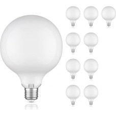 ledscom.de 10 E27 LED lempučių pakuotė, G125, šiltai balta (2700 K), 6,2 W, 845 lm, matinis stiklas, ypač matinis