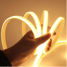 HEGEHE COB LED juosta su jungikliu, 230 V, 288 LED/m, itin ryški, didelio tankio, IP65, atspari vandeniui, galima pjauti kas 50 cm, lanksti COB LED šviesos diodų juosta (šiltai balta, 15 m)