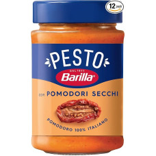 Barilla Pesto Pomodori Secchi 12 x 200g Gluten-Free Italian Pasta Sauce with Sun-Dried Tomatoes, Vegetarian Noodle Sauce, Red Pesto