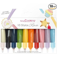 ScrapCooking - Set of 10 Chocolate Pens - Food Pencils Chocolate - Edible Decorative Candy Pen - Writing and Drawing - Labelling of Fondant, Glazes, Cakes - 6820