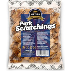 Mr Tubs Premium Pork Scratchings - Gluten Free - Perfectly Salted, 1 x 250 g Bags, Protein-rich, Low-Carbohydrate, Keto-Friendly Snack Made from Pork Rind (1 x 250 g Bag)