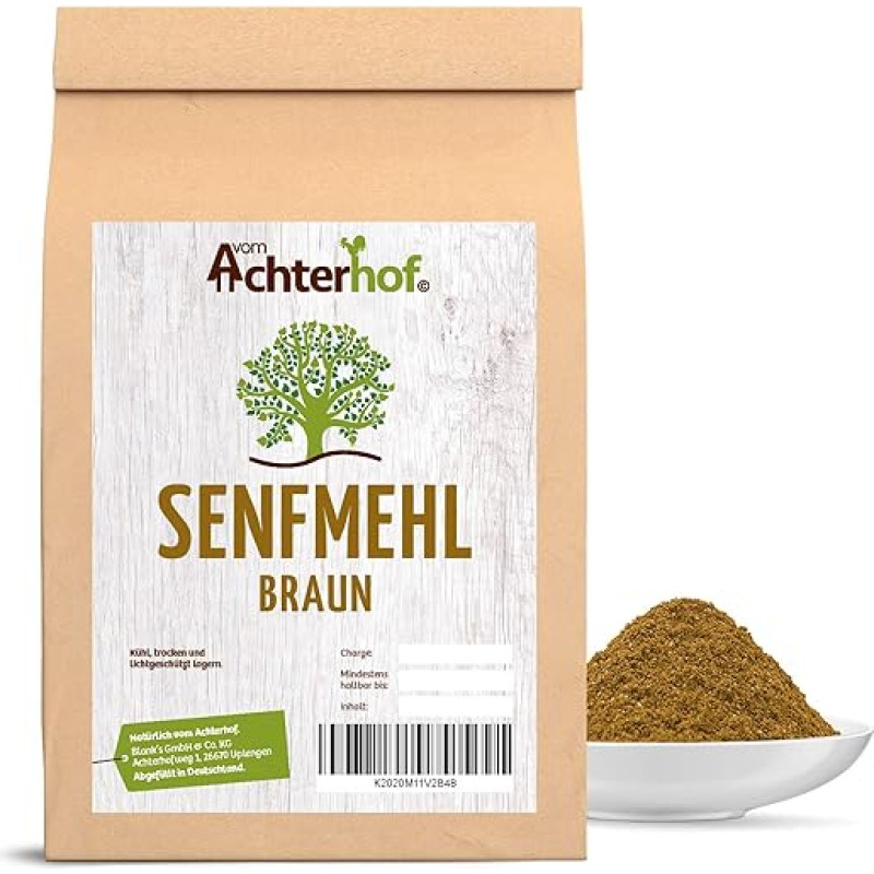 1 000 g garstyčių miltų rudos / juodos spalvos - garstyčių sėklos rudos spalvos maltos - garstyčių sėklos rudos spalvos maltos - idealiai tinka garstyčių gamybai natūraliai vom-Achterhof