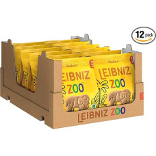 LEIBNIZ ZOO Cocoa, 12 pakuočių, traškūs kakavos sausainiai su Safario motyvais, masinė pakuotė kaip atsargos arba pardavimui (12 x 125g)