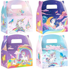 WERNNSAI Pack of 12 Unicorn Party Candy Boxes Party Accessories for Birthdays with Rainbow Unicorn Purple Sweets Gift Boxes Treat Boxes with Rainbow Horse Motif for Girls Birthday Party