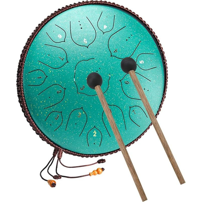 Plieninis liežuvio būgnas - liežuvio būgnas D Major 15 natų 14 colių liežuvio būgnas Plieninis didelis esminis būgnas Perkusinis instrumentas Rankinis būgnas Rankinis būgnas Muzikos mėgėjams Joga su būgnų lazdelėmis / krepšys