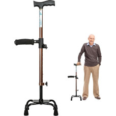 Vaikščiojimo lazda su stovėjimo pagalba, vaikščiojimo pagalba senjorams su keturkampiu pagrindu, reguliuojamas aukštis, 160 kg apkrova, vaikščiojimo pagalba, vaikščiojimo lazda vyrams, moterims, senjorams