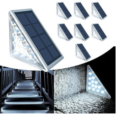 Set of 8 Solar Stair Lighting Outdoor Cool White Light, Solar Step Lights Outdoor IP67 Waterproof for Floor Porch Decor Yard Path Garden Walkways