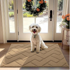 Biscpro Doormat Brown 80 x 120 cm Indoor and Outdoor Washable Door Mat, Waterproof Door Mat, Non-Slip Dirt Trapper Rug for Entrance, Front Door, Patio, Hallway, Garden
