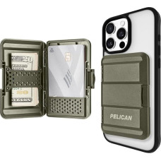 Pelican MagSafe Case for iPhone - Rugged MIL-STD Magnetic Wallet and Phone Card Holder - Detachable and Slim Hard Case for iPhone 16 Pro Max/15 Pro Max/14/13/12 Series - OD Green