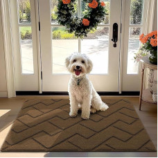Doormat Indoor Outdoor Washable Entrance Rug Indoor Dirt Trapper Mat Non-Slip Door Mat Indoor Rug for Entrance, Patio, Hallway, Garden, Indoor and Outdoor Use (Dark Brown, 80 x 120 cm)
