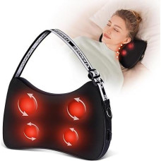 KNQZE Shiatsu Massager, Back Massager, Neck Massager with Heat, 4D Rotating Massage Heads, Portable Massage Pillow, Gift for Women & Men, Relaxation for Home, Office & Car
