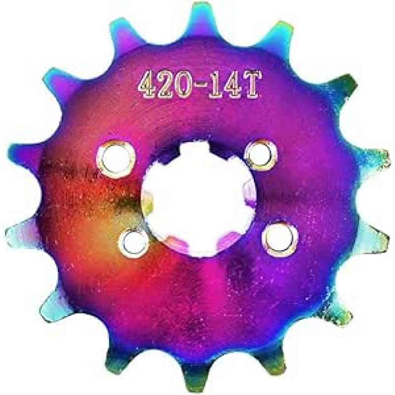 cyclingcolors Chain sprocket motorcycle moped scooter mofa mokick chain sprocket compatible with Derbi Senda Neo chrome 420 14 teeth gear pinion