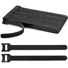 Wiederverwendbare Kabelbinder, 150 mm, schwarz, 80 Stück, verstellbare Klettverschluss-Kabel-Organizer für Zuhause, Büro und Rechenzentrum, Kabelmanagement