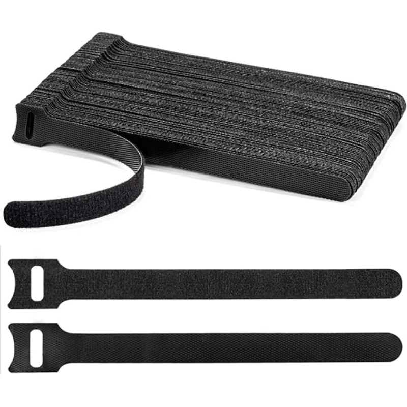 Wiederverwendbare Kabelbinder, 150 mm, schwarz, 80 Stück, verstellbare Klettverschluss-Kabel-Organizer für Zuhause, Büro und Rechenzentrum, Kabelmanagement