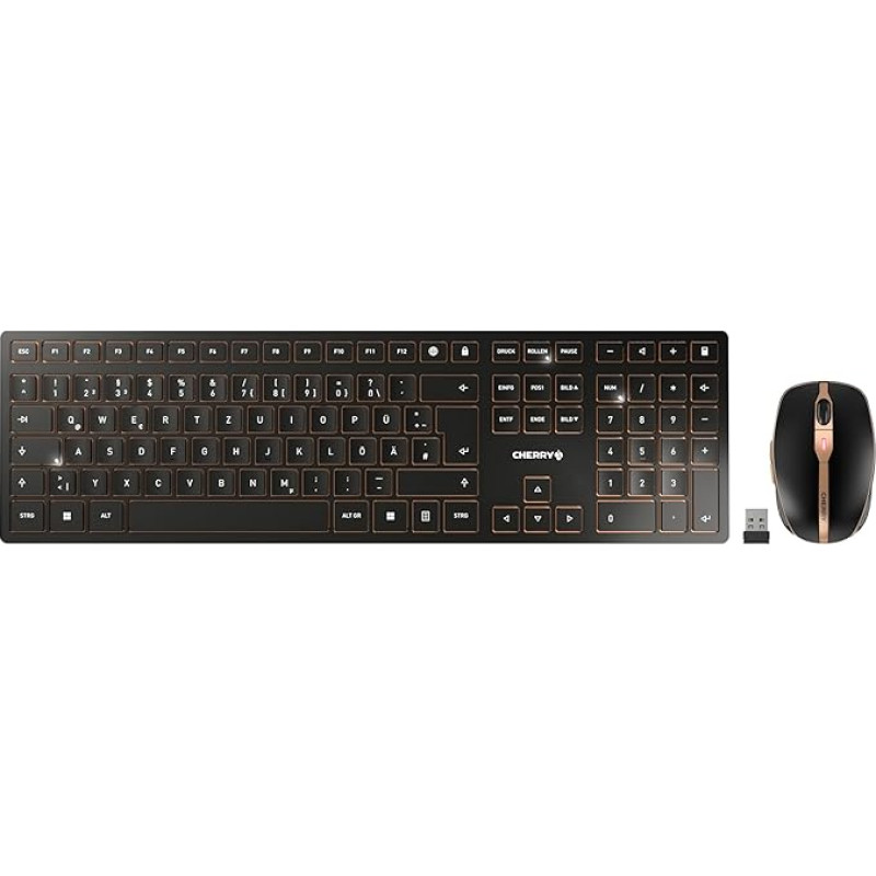 CHERRY DW 9100 SLIM belaidės klaviatūros ir pelės rinkinys, vokiškas išdėstymas (QWERTZ), 