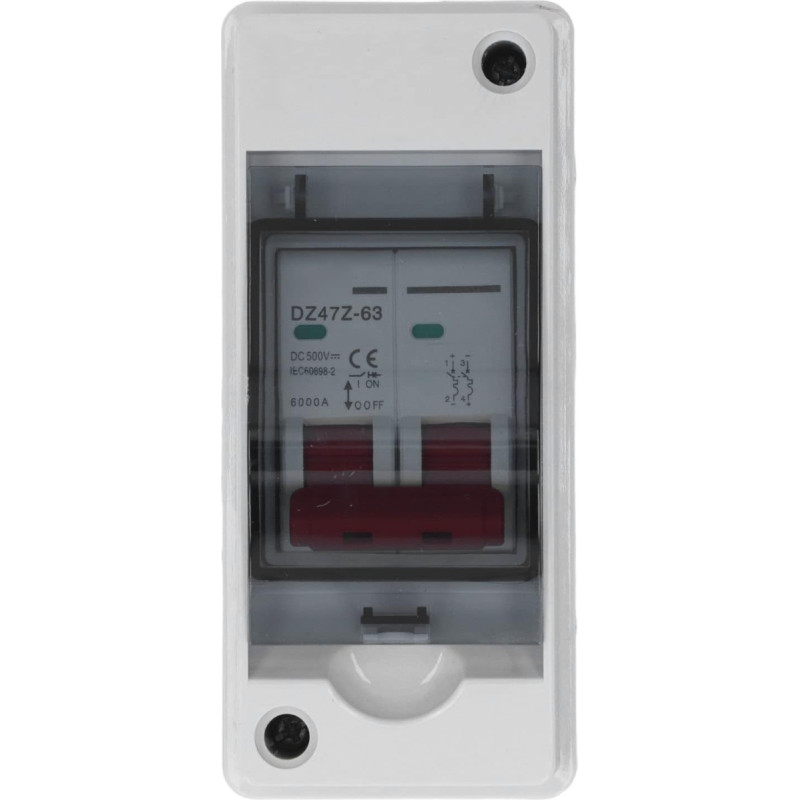 Fockety 16A/20A/32A/40A/63A 500V Solar-Trennschalter, IP65 Wasserdichter PV-DC-Isolator Miniatur-Leistungsschalter mit Abdeckung für Solarpanel, Wohnmobil, Netzunabhängige Solarstromanlage (16A)